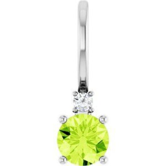 14K White Gold Natural Peridot & .015 CT Natural Diamond Charm/Pendant,All Products : American Fashion Style Bags On Sale